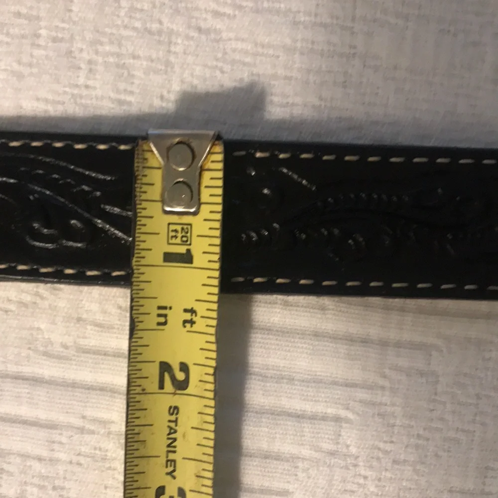 Nacona Silver & Gold Western Leather Belt Rodeo Cowboy Bull Buckle 27” Kids